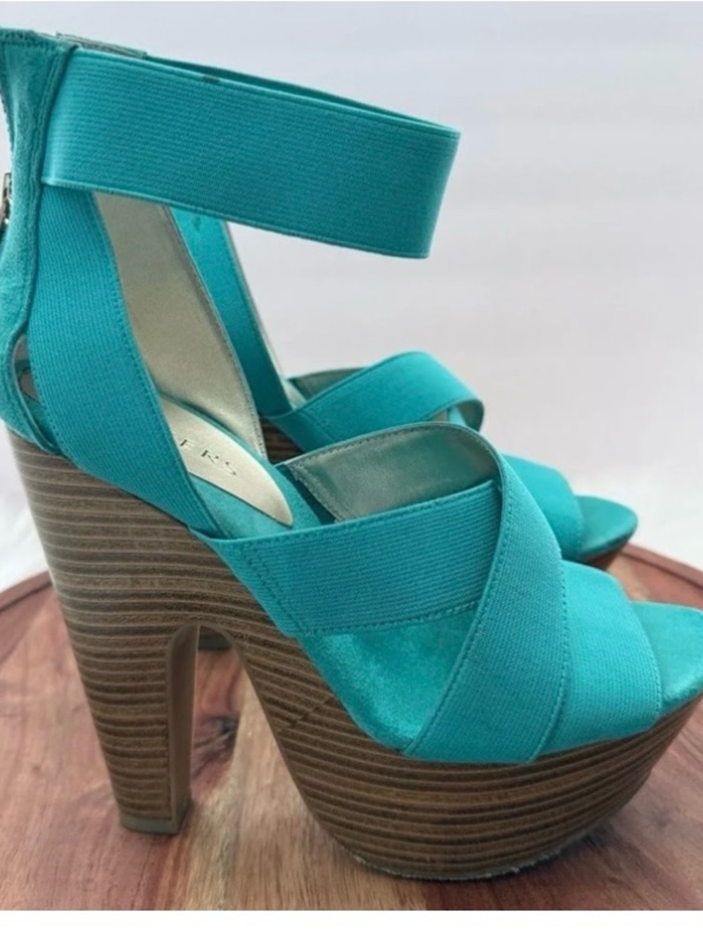 Bakers Turquoise Strappy Platform Heels - Women Shoes